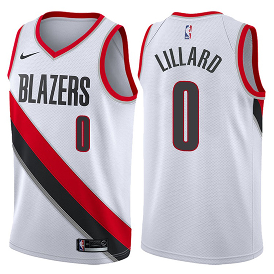 Camiseta Damian Lillard #0 Portland Trail Blazers 2017-18 Blanco - Haga un click en la imagen para cerrar